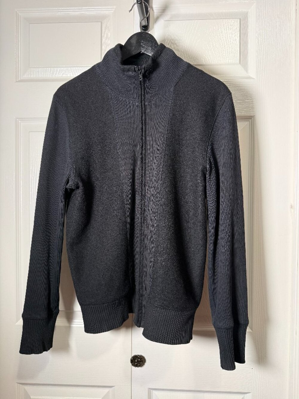 Club Monaco 100% Wool Full Zip Ribbed Mock Neck Sweater S/P